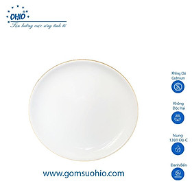 Đĩa Nông Ảo 35cm Sứ Trắng Viền Kim OHIO