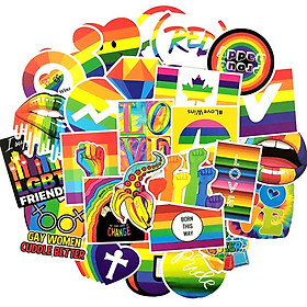 Set 30 sticker LGBT cầu vồng hình dán có ép lụa