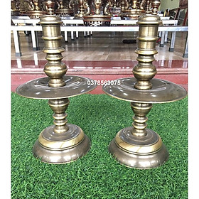 Mua Đôi chân nến trơn bằng đồng vàng hun giả cổ cao 36cm
