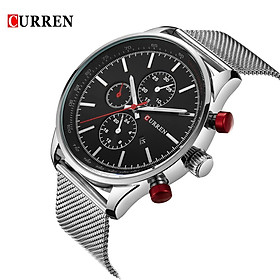 Đồng hồ đeo tay CURREN 2016 Thương hiệu Sang trọng dành cho Nam giới  Chống nước - Bạc & Đen-Màu Bạc đen