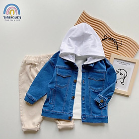 Áo khoác có mũ chất jeans bò mềm cho bé trai Magickids Áo khoác mùa đông