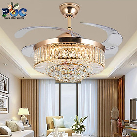 Mua Đèn Quạt Trang Trí Cánh Xòe Cụp MQT5061 Quạt Trần Có Đèn Cánh Acrylic Trong Suốt Trang Trí Phòng Khách