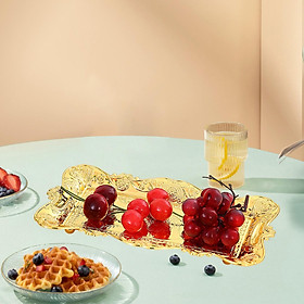 Wedding Fruit Plate, Multipurpose Fruit Holder, Storage Plate ,Table Wear Golden Fruit Plate for 5.51''X10.24'' Kitchen, Countertop, Household