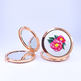 Gương Thêu Tay, Gương Trang Điểm Mini - Họa Tiết Thêu Thời Thượng, Sang Trọng, Quý Phái