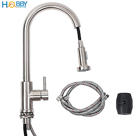 Vòi nước rửa chén bát nóng lạnh dây rút tăng áp inox 304 Hobby Home Decor VDR4 2 chế độ phun kèm dây cấp