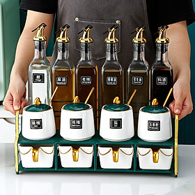 Kệ đựng gia vị hai tầng với giá để đồ gia dụng kết hợp đường và muối. Hũ gia vị gốm sứ giá rẻ năm 2021