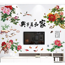 Decal dán tường Combo 2 tranh hoa mẫu đơn SIÊU ĐẸP