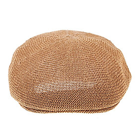 Men Breathable Summer Straw Sun Hat Newsboy Beret Ivy Cap Cabbie Flat Cap