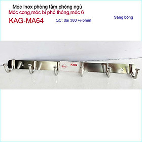 Móc treo quần áo inox, móc bi 6 chấu treo đồ nhà tắm KAG-MA64