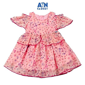 Đầm bé gái họa tiết hoa Ngọc Hân hồng tơ trễ vai - AICDBGS0IRBO - AIN Closet