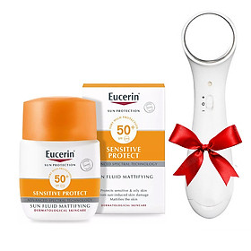 Kem chống nắng dành cho mọi loại da Eucerin Sun Fluid Mattifying SPF 50+ 50ml + tặng máy massage mặt ion