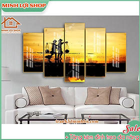 Tranh tráng gương pha lê PHONG CẢNH 5 tấm trang trí phòng khách hiện đại TẶNG KÈM ĐINH TREO 5T011