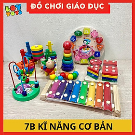 Đồ chơi phát triển trí tuệ cho bé, combo 7B đồ chơi giáo dục bằng gỗ phát triển toàn diện cho bé