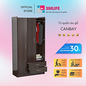 Tủ quần áo gỗ hiện đại SMLIFE Canbay  | Gỗ MDF dày 17mm chống ẩm | D90xR47xC173cm