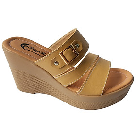 Dép Đế Xuồng Nữ BIGBEN Da Bò Thật Cao 9 Phân DX43