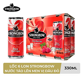 Lốc 6 Lon cao Strongbow vị Dâu đỏ (330ml x 6 Lon)