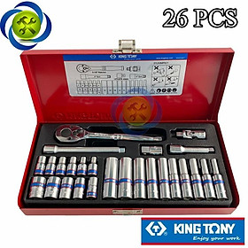 Mua Bộ tuýp 1/4 Kingtony 2526MR01 loại tuýp ngắn và tuýp dài có 26 chi tiết loại 6 cạnh