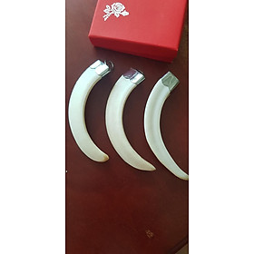 Mặt dây chuyền Nam Nanh Giả Ngà trơn hay gọi Xương mỹ nghệ trơn Mặt dây màu trắng trơn đã bọc khoen inox dài 98mm  x ngang 12mm Nam đeo với sợi dây chuyền của mình đẹp ạ