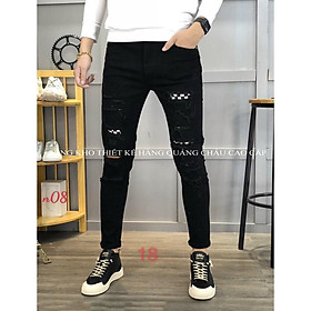 Quần Jean Nam Đen Phối rách trẻ trung năng động cá tính phong cách hàn quốc ML02A