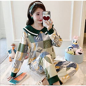 Bộ đồ bầu, sau sinh và cho con bú cổ bèo họa tiết lá