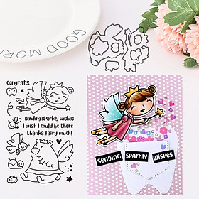 Cartoon Girl Angel Pattern Embossing Carbon Steel Cutting Dies+Seal for DIY Scrapbook Card Décor (Seal + die)