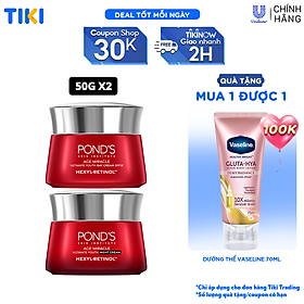 Bộ Đôi Kem Dưỡng Chống Lão Hóa Da Ngày Và Đêm Pond's Age Miracle giúp mờ đốm nâu, nếp nhăn với 50X Hexyl-Retinol 45g x 2