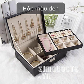 Mua Hộp đựng trang sức hai tầng bọc da có khoá