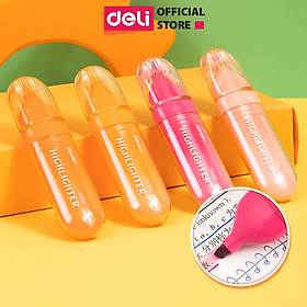 Combo 4 Bút Highlight Đánh Dấu Nhớ Dòng Dạ Quang Deli Màu Pastel Dùng Cho Học Sinh, Học Tập, Văn Phòng Tiện Dụng Nhanh Khô