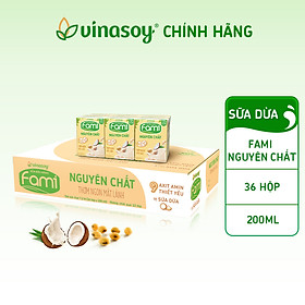 Thùng Sữa Đậu Nành Fami Nguyên Chất Vị Sữa Dừa (200ml x 36 Hộp)