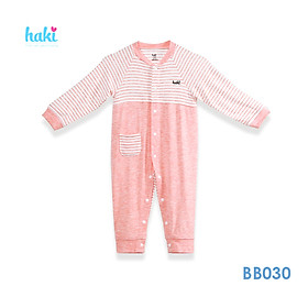 Body cho bé sơ sinh vải sợi tre cao cấp siêu mềm mịn - body suit cho trẻ sơ sinh - bé trai - bé gái , Bộ áo liền quần bodysuit cho bé , body dài tay cài giữa phối thân trước size cho bé từ newborn đến 12 tháng (2.5- 10kg) HAKI BB030