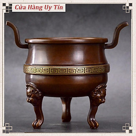 Mua Đỉnh đồng đốt trầm 3 chân sư tử nặng ~1kg  chế tác đẹp