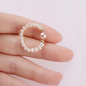Nhẫn Hạt 3ly Mặt Hồng Hạt Ngọc Trai Thật Nước Ngọt - Trường Thịnh Ngọc Trai