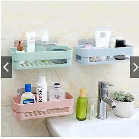 Mua combo 2 kệ nhựa chữ nhật dính tường siêu chắc chắc