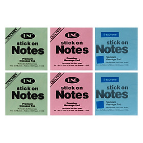Lốc 6 Xấp Giấy Note Beautone (76.2 x 76.2 mm) - Màu Ngẫu Nhiên