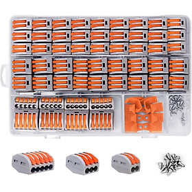 Bộ vấu điện 120 chiếc, Đầu nối điện nhỏ gọn nhanh chóng Cáp khối đầu cuối với dây chống nước cố định Mối nối đòn bẩy Đai ốc Đầu nối đòn bẩy 2/3/5 Mục nhập