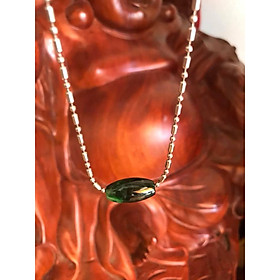 DÂY CHUYỀN LU THỐNG DÀI ĐẸP SIZE HẠT 19MM X 14MM MÀU XANH ĐẬM NHẠT BÓNG ĐẸP 100% ĐÁ CẨM THẠCH TỰ NHIÊN NỮ ĐEO XINH ĐẸP Ạ