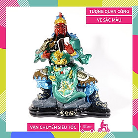 Tượng Quan Công Quan Vân Trường ngồi vẽ sắc màu gốm sứ tuyệt đẹp - Cao 35cm