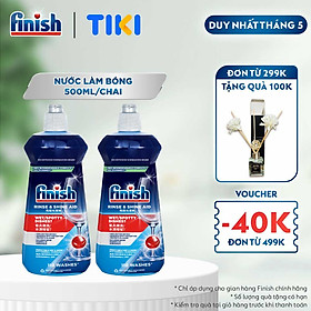 Combo 2 chai Nước Làm Bóng Chén Bát  Finish Rinse & Shine Aid - 500ML/chai