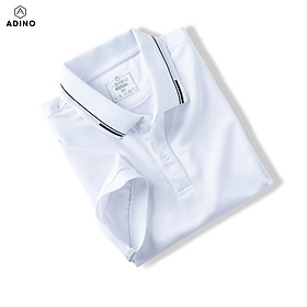 Áo polo nữ màu trắng phối viền ADINO vải polyester cotton không bai xù dáng công sở slimfit hơi ôm trẻ trung APN05