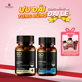 Bộ sản phẩm nhập khẩu chính hãng tăng cường sinh lực, sinh lý nam cho người bị gout gồm: Viên gout GO CELERY 16000mg (60 viên) và viên uống tăng cường sinh lý nam GO MAN PLUS ( 30 viên)