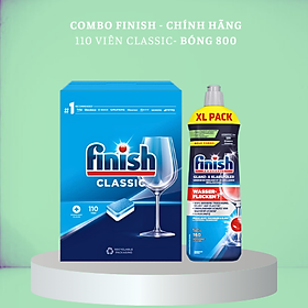 Viên rửa bát Finish 120 viên+1150ml Nước bóng Finish dùng cho Máy rửa bát