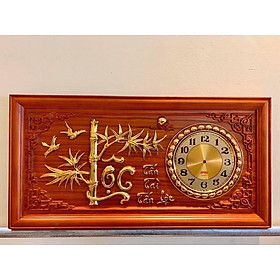 TRANH ĐỒNG HỒ TREO TƯỜNG CHỮ LỘC ĐỐT TRÚC BẰNG GỖ HƯƠNG KT 48×108×4