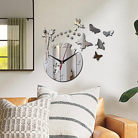 Wall Clock Stickers DIY Acrylic 3D Butterfly Wall Clock Mirror Mute Large Wall Clock Modern Design for Home Decoration