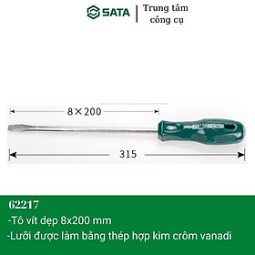 Mua Tuốt nơ vít   tô vít dẹp 8x200mm có từ tính(Xanh) SATA 62217- Hàng chính hãng