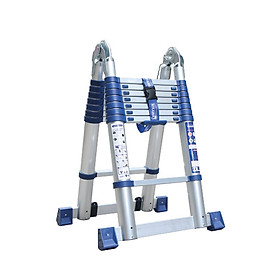Thang nhôm rút đôi gấp gọn 8 bậc Nikawa NK-50AI-Pri tải trọng 150kg, cao 2.4m chữ A, chữ I 5m