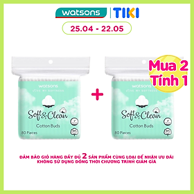 Bông Tăm Watsons Love My Softness Soft & Clean Cotton Buds 80 Cây