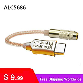 ALC5686 USB Loại C đến 3,5 mm DAC tai nghe Bộ khuếch đại Tai nghe Amp Bộ giải mã kỹ thuật số Cáp âm thanh AUX Bộ chuyển đổi bộ chuyển đổi hifi Android Màu sắc: Một dòng