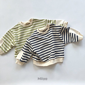 Áo Thun Tay Dài Sọc Ngang 2 Màu Cho Bé Trai Bé Gái MiLaa Kids