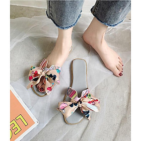 Dép Nữ 3Fashion Quai Ngang Chữ H Phối Nơ Sành Điệu Da PU Cao Cấp - 3216