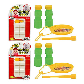 Combo Bịt ổ điện an toàn cho bé (8 cái) + Bộ thổi bong bóng xà phòng Pooh - Nội địa Nhật Bản